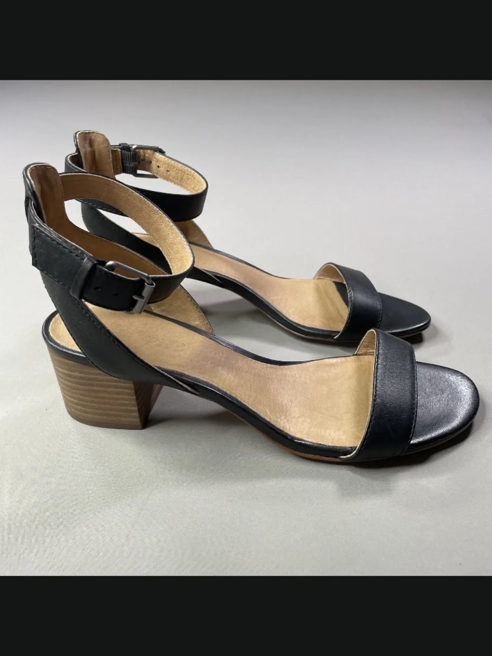 Madewell Shoes Womens 8.5 black brown leather block heel sandals boho indie
